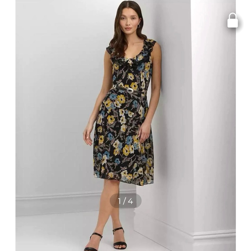 New LRL‎ Floral Midi Dress Ruffle Lace Dark Fairy Whimsygirl Witchy Romantic NWT
